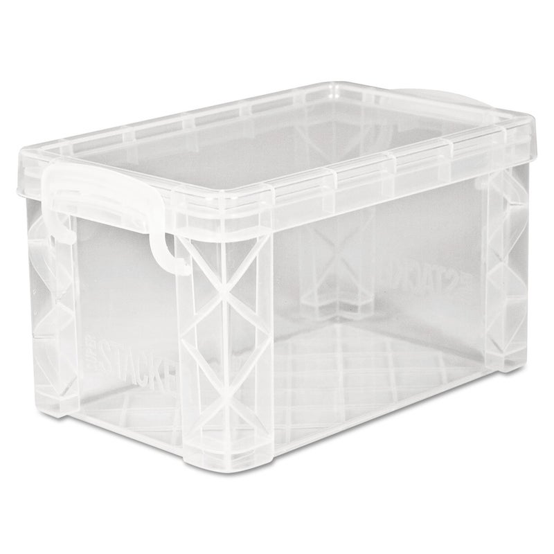 Advantus 40307 Super Stacker Storage Boxes, Hold 400 3 x 5 Cards, Plastic, Clear - Image 1